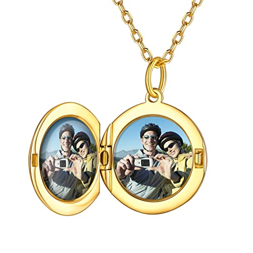 Collier photo personnalisable en or jaune, le cadeau d'anniversaire