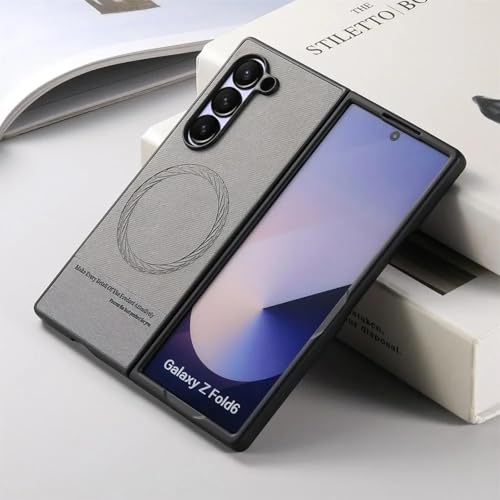 Coque Samsung Galaxy Z Fold4 idéale pour le bureau avec sa texture tissu grise protectrice
