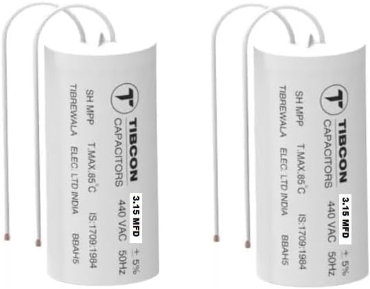 M&M HARIS 3.15 MFD 440V Capacitor for Ceiling Fan to Increase Speed CAN (Pack Of 2) White