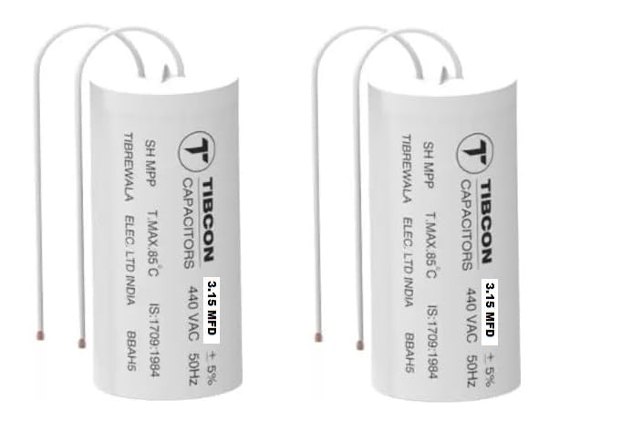 3.15 MFD 440V Capacitor for Ceiling Fan to Increase Speed CAN (Pack Of 2) White