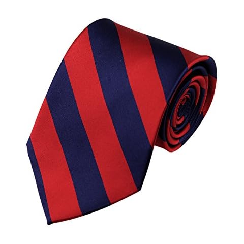 NYFASHION101 Men's 3.5" Regular College Stripe Woven Tie, DS Navy/Red Cover