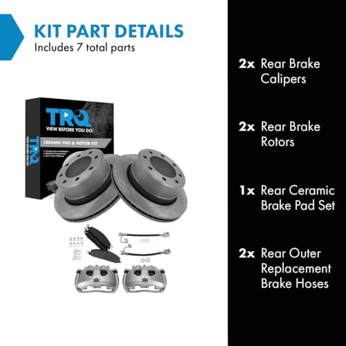 Image of TRQ Rear Brake Pad & Rotor Kit Ceramic Compatible with 2014-2014 Ram 3500