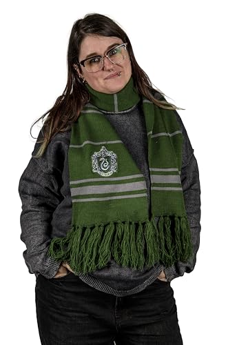AAA Merchandise Harry Potter Slytherin Scarf - Thin Stripes Knitted House Crest Design - Boxed Wizarding World Costume Accessory - HP Gifts for Men Women Adults Kids