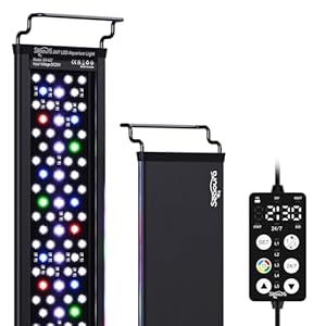 LED Aquarium Light, 24/7 Custom Timer, Power-Off Memory,7-Row LED 12-18in SEAOURA Full Spectrum Fish Tank Light, 8 Colors, 20 Brightness, Day&Night Cycle, Adjustable Mount for Freshwater Plant Growth