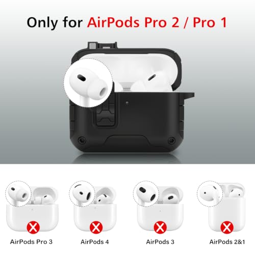 Image of HITZEE for AirPods Pro 2 /1 Case, Compatible with AirPods Pro 2(2022) /Pro 1(2019) Case, Magnetic Automatic Lock with Phone Stand, Compatible with MagSafe Cover, Black
