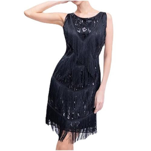 Tanzkleid Damen Glitzerndes Paillettenkleid Cocktail Partykleider Mit Multi Schichten Fransen Fransen Rock Glitzer Roaring 20s Charleston Kleid Sale...