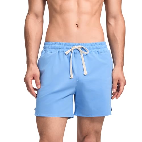 HEAVYWOOD Cotton Short Mens 5 Inch Pajamas Bottom Lounge Sleep Shorts Elastic Waist Lightweight Sleepwear with Pocket