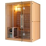 Bagno Italia Sauna Finlandese 3 posti 150x120 cm in legno canadese Hemlock e vetro 8mm...