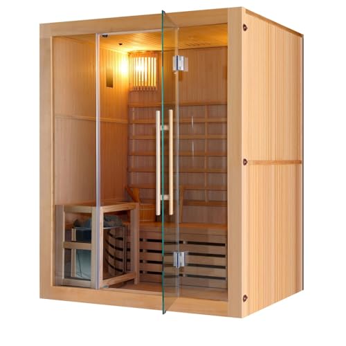 Bagno Italia Sauna Finlandese 3 posti 150x120 cm in legno canadese Hemlock e vetro 8mm
