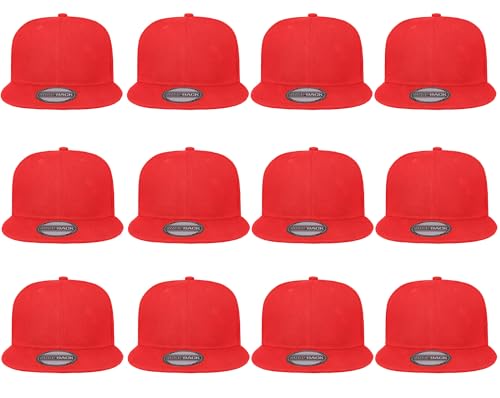 Image of Gelante Plain Blank Flat Brim Adjustable Snapback Baseball Caps Wholesale LOT 12 Pack