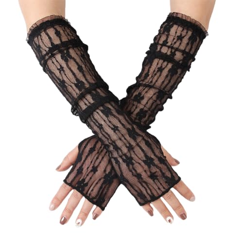 KSJEHW Damen Fingerlose Handschuhe Spitze Handschuhe Lange Netz Handschuhe 1920er Jahre Vintage Tee Party Handschuhe Damen Mädchen Braut Hochzeit...