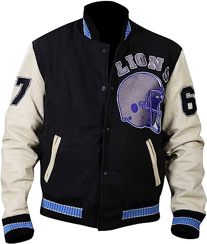 Alex Foley 67 Eddie Murphy Detroit Beverly Hillscop Wool Leather Baseball Black & Cream Varsity Bomber Jacket2