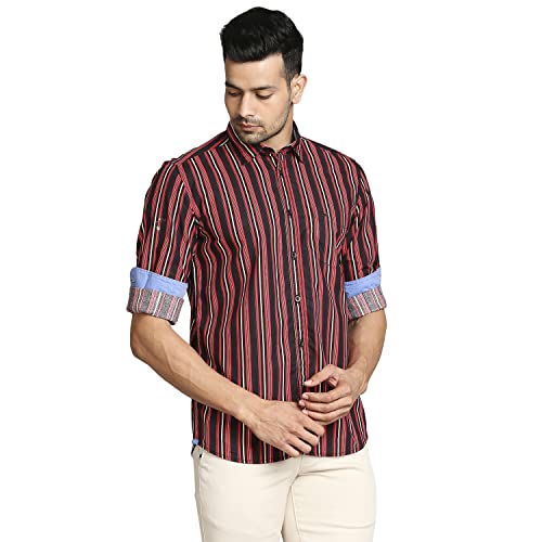 Image of Parx Men's Full Sleeve Slim Fit Dark Red Casual Shirt