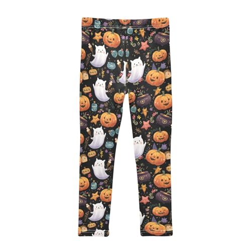 Girls' Athletic Leggings Ankle Length Yoga Dance Pants Kids Teen 4T Cute Little Ghost Pumpkin2