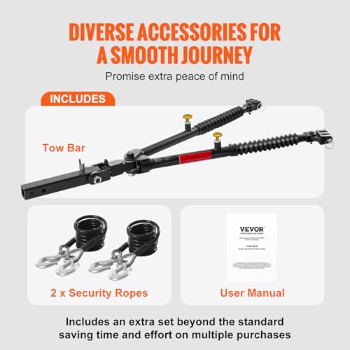 Vevor TOW BAR, 10000 LBS Towing Capacity With Ropes, Powder-Coating Alloy Steel Bumper-Mounted Universal Towing Bar With Max 52 Inches Telescopic Rod, Fits 2-Inch Connector, For Rv Car Trailer Truck thumb #3