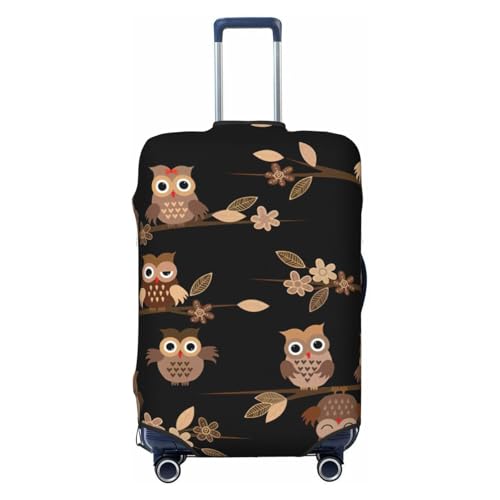 Cute Brown Cartoon Owls Print Luggage Suitcase Cover Protector Luggage Washable Covers With Concealed Zipper