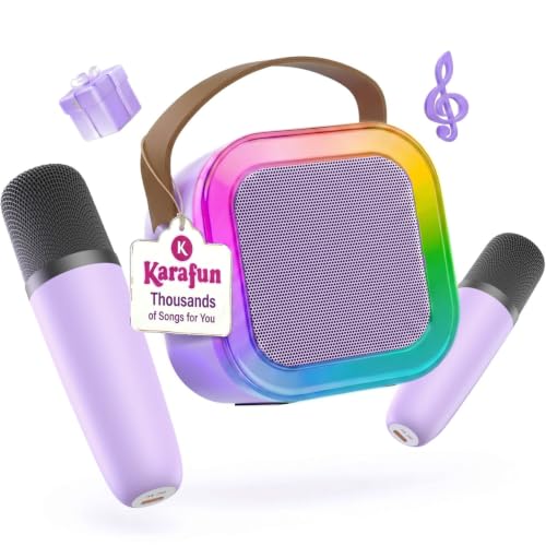 IROO Mini Karaoke Machine for Kids, 2026 TOP Toys Birthday Gifts Ideas for Girls Ages 4, 5, 6, 7, 8, 9, 10, 12+ Years Old, Portable MP3 Player with 2 Wireless Mics for Family Home Party