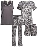 Lucky Brand Women's Pajama Set - 4 Piece Sleep Shirt, Tank Top, Pajama Pants, Lounge Shorts (S-XL),