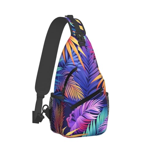 Mochila bandolera ligera de hojas tropicales coloridas miniatura 2