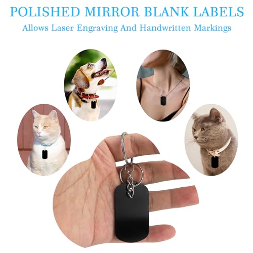 LALAGO 30 Pieces Blank Aluminum Stamping Pieces, Black Dog Tag Can Engraving, Personalized Dog Tag, No Chain - Image 2