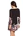 Floerns Women's Floral Print Chiffon Sleeve Round Neck Casual A-line Shift Dresses, Black, XL