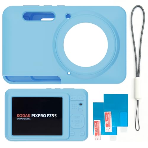 Image of Case for Kodak PIXPRO FZ55,FZ55 Accessories,Soft Silicone Protective Case,Comes with 2 Screen Protectors and 1 Wrist Strap - Light Blue