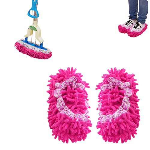 DomoJoy Mop Slippers Cherry Pink Floor Cleaner Mop Shoes Multifunctional Cleaning Socks Clean Hair and Dirt Anytime and Anywhere No Need to Wash the Floor Extra