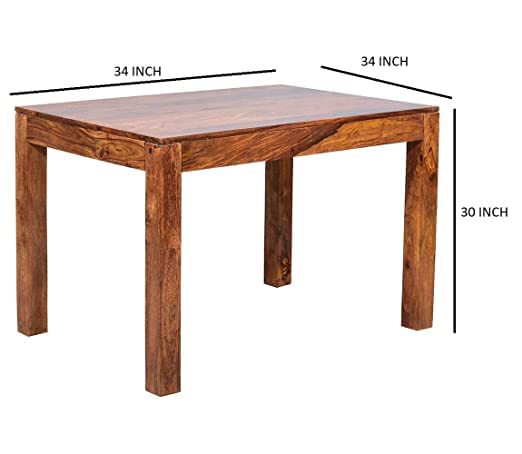 Image of SHRI MINTU'S ART Solid Sheesham Wood Dining Table 4 Seater | Four Seater Dinning Table with 3 Chairs & 1 Bench for Home | Dining Room Sets for Kitchen & Restaurants | Rosewood, Natural Finish