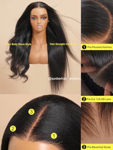 Image of Sunber Bye Bye Knots 7x5 Lace Glueless Wig Human Hair Natural Color 16Inch