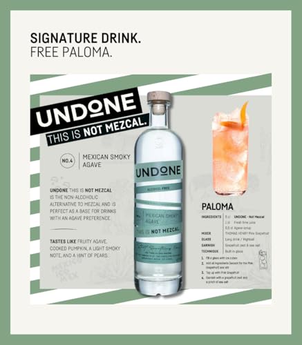 UNDONE Mexican Smoky Agave - Not Mezcal · 700ml · Alkoholfreier Tequila mit authentischem Geschmack · Natürliche Inhaltsstoffe · <0,3% Alkohol
