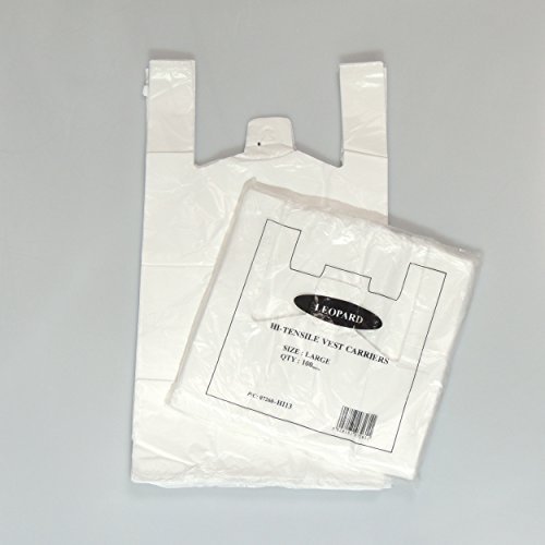 White Vest Style Plastic Carrier Bags - 11 x 17 x 21 - (1 box = 1000 bags) - HEAVY DUTY by JeeJaan
