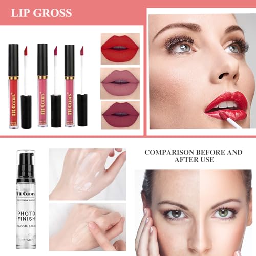 Make-up Sets, 18 Stück All in One Makeup Set, Multifunktions Kosmetik Schmink Kit Frauen, Kosmetik Starter Kit Make-up Geschenkset mit Lidschatten Palette, Lippenstift, Eyeliner, Mascara, Pinsel – Bild 5