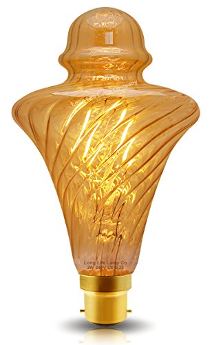 Long Life Lamp Company Vintage LED 2w Filament Light Bulb Swirling Gold Glass B22 Bayonet Fitting