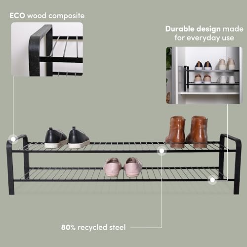Rangement chaussures horizontal compact noir de 107 cm pour armoire et hall