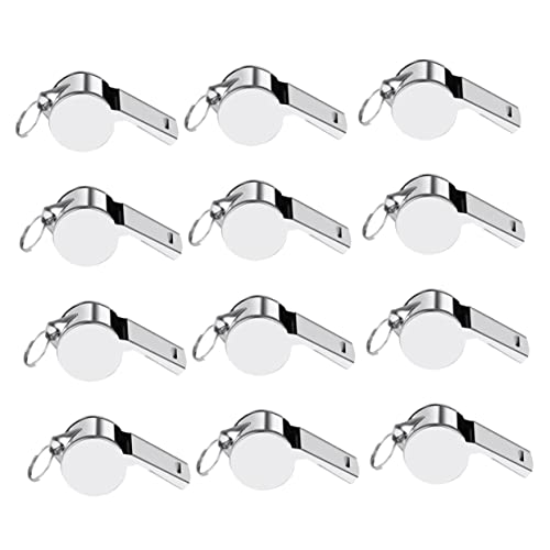 12 silbatos de acero inoxidable con cordón para deporte