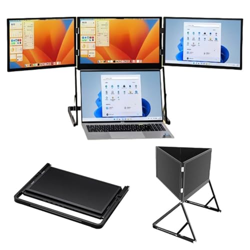 Image of 15.6 inchLaptop Tri-Fold Monitor, 1080p Fhd Portable Laptop Screen Extender, Type-C /HDMI /USB-C Plug-Play Triple Monitor with 360 Rotation Adjustable Viewing Angles Compatible with Windows and Macos (1pc)
