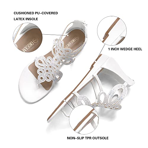 Dream Pairs Womens Jewel Fashion Rhinestones Design Slides Sandals 02-White - 11 #TOP3