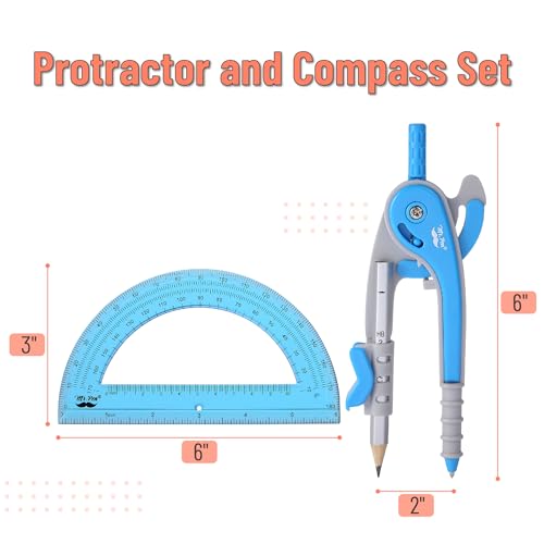 Image of Mr. Pen- Geometry Compass and Protractor Set, 6 Inch Compass | 6 Inch Protractor, Drawing Tool for School, Clear Plastic, Easy Grip, Precision Design for Math, Art, Drafting, Architecture