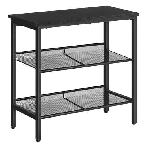 HOOBRO Black Side Table 3-Tier Metal Side Table Small Black Table with 2 Flat or Slant Adjustable Shelves for Small Spaces Hallway Living Room Bedroom Sturdy Easy Assembly Black BB23BZ01G1