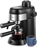 FOHERE Espresso Machine, 3.5 Bar 4 Cup Steam Espresso Machine, Espresso and Cappuccino Maker with Milk Frother and Carafe, Professional Compact Coffee Machine for Espresso, Cappuccino, Latte and Mocha