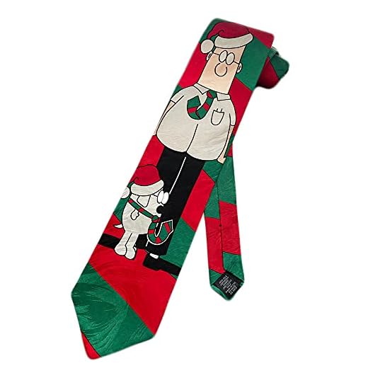 Dilbert Comic Strip Dogbert Christmas Necktie - Red - One Size Neck Tie