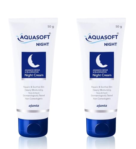 Image of Aquasoft Advanced Repair Night Cream - Retinol, Ceramides, Aquaxyl & Resveratrol for Overnight Hydration, Skin Lightening, Barrier Repair & Anti-Aging - Non-Comedogenic, 50gm,Pack of 2