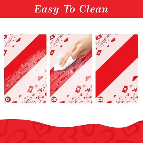 Image of Childom Valentines Day Tablecloth for Valentines Day Decorations Party,3 Pack Disposable Plastic Valentines Table Cloths 54 inch x 108 inch Pink Table Cover,Valentines Decor for Wedding Engagement Anniversary