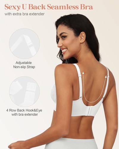 Image of As Fairy Womens Bras Lace Wireless Seamless Padded Full Coverage Soft Comfort No Underwire Wirefree Push Up Support Bralette White 32A
