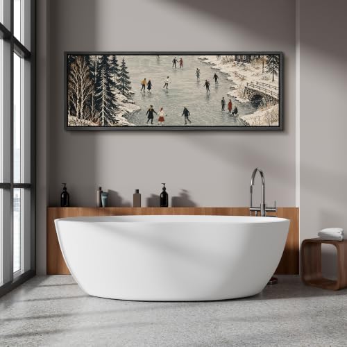 Image of MUDECOR Large Framed Canvas Print Wall Art Ice Skating for Living Room