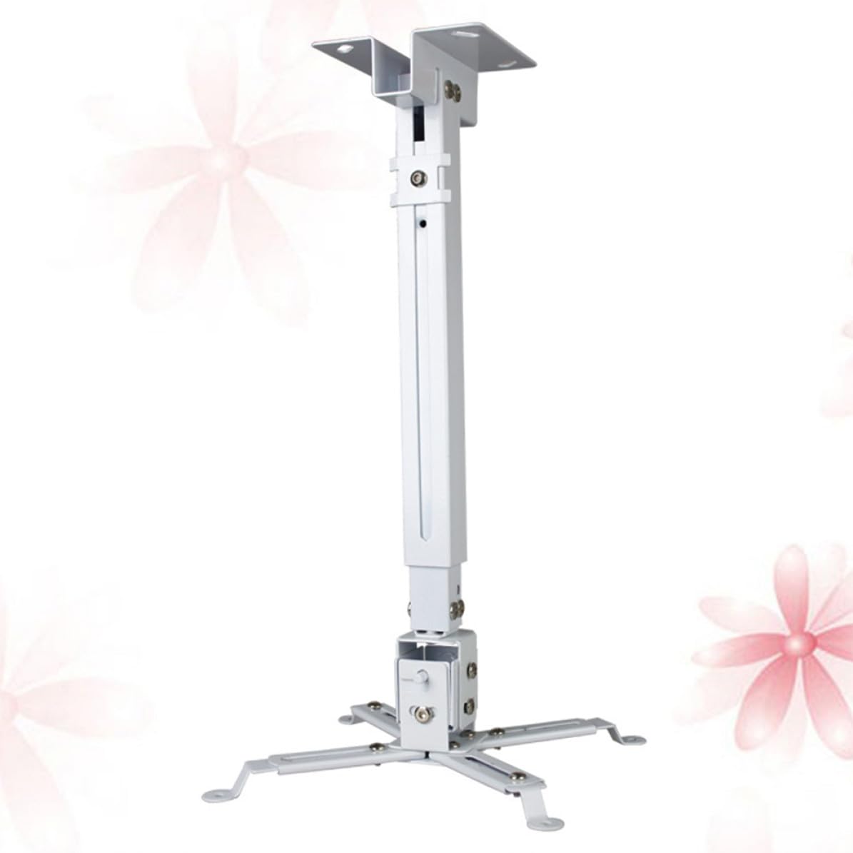 GALPADA Supporto da Soffitto per Proiettore in Ferro Bianco, Inclinabile e Regolabile 4 Bracci Articolati, Capacità 15kg, per Installazione a Soffitto