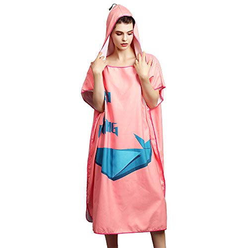 Albornoz de microfibra con capucha ligera y secado rápido, talla única, Niños, Impresión-Rosa, talla única