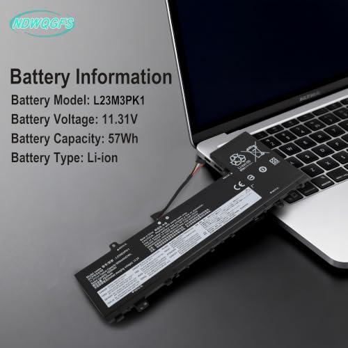 Image of L23B3PK1 L23M3PK1 Laptop Battery for Lenovo IdeaPad Slim 5-14Q8X9 5-14IMH9 5-16IMH9 5-15IRU9 5-16AHP9 Series 11.31V 57Wh Replacement Compatible with L23D3PK1 L23X3PK1