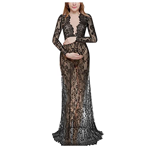 Women' Dresses 2026 Long Lace Maxi Clothing Women Evening Neck Photo Sleeves Fashion Maternity Casual Short Sleeve Dress(Lightblue,M)