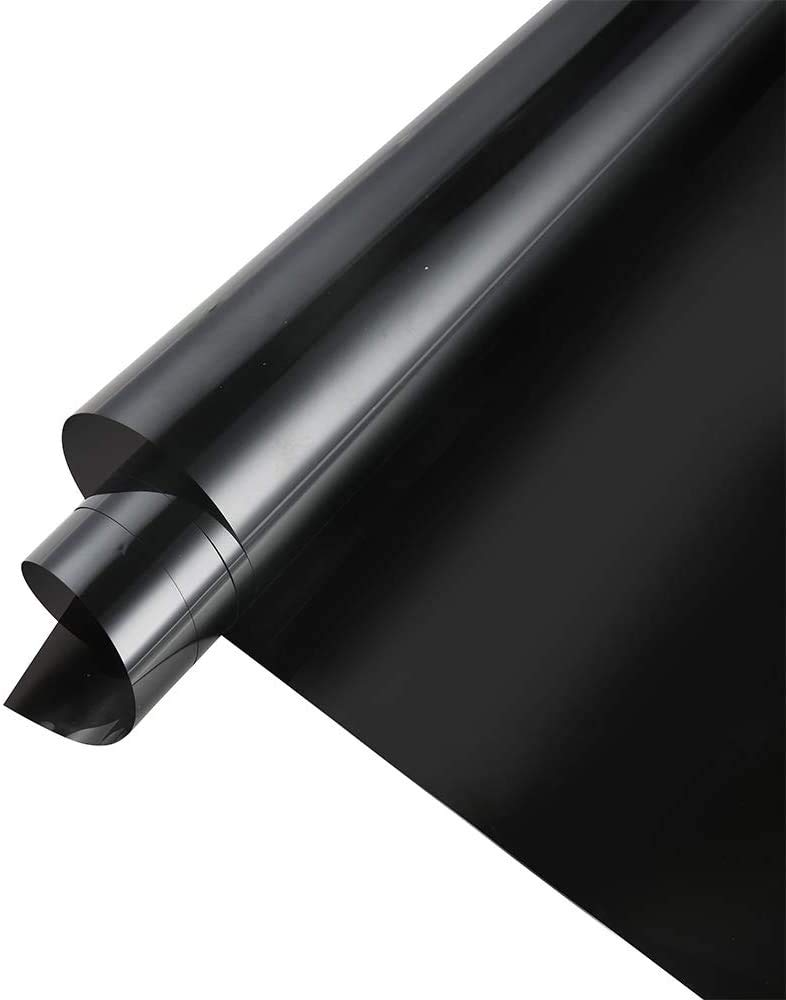 Blackout Window Film 100% Sun Blocking Opaque Heat Control Anti UV Adhesive Window Darkening Glass Film for Day Sleep, Nap Time & 24 Hours Privacy, 35.4Inch x 33Feet